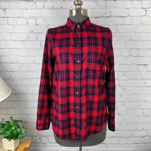 J.Crew Boy Fit Red Button Down Flannel size Small
